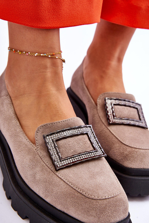 Зручні замшеві лофери бежеві Agathe