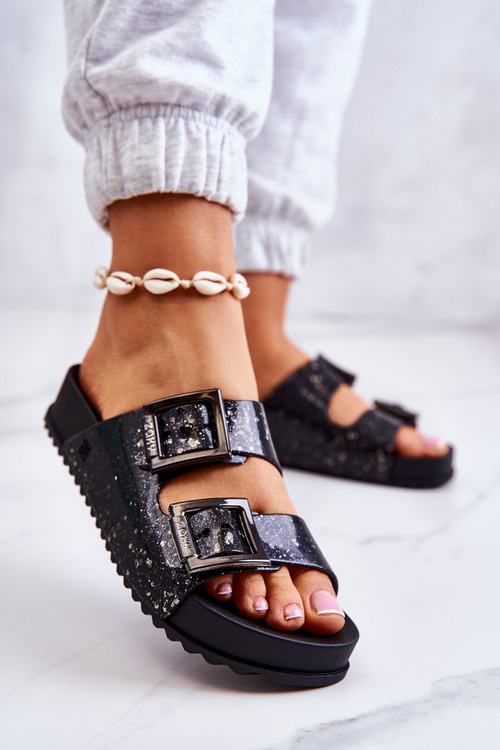 Жіночі гумові босоніжки з блискітками ZAXY HH285158 Чорні