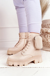 Чоботи жіночі на платформі з портмоне Бежеві суботні