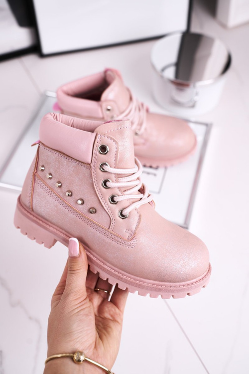 Дитячі утеплені чоботи на шпильці рожеві Гонзо