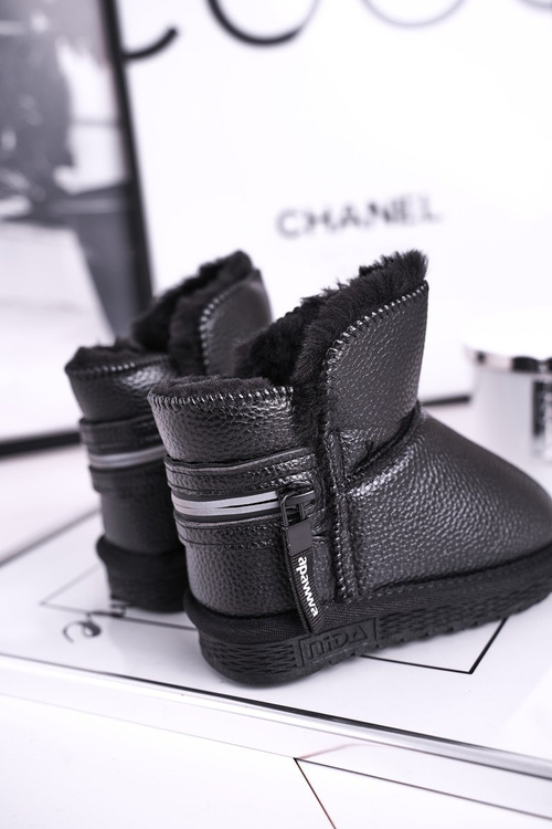 Дитячі снігові черевики з хутром чорні Let It Snow