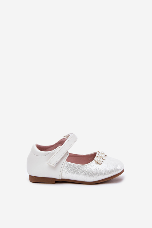 Дитячі Балетки На Липучках З Квітами Білі Nikione