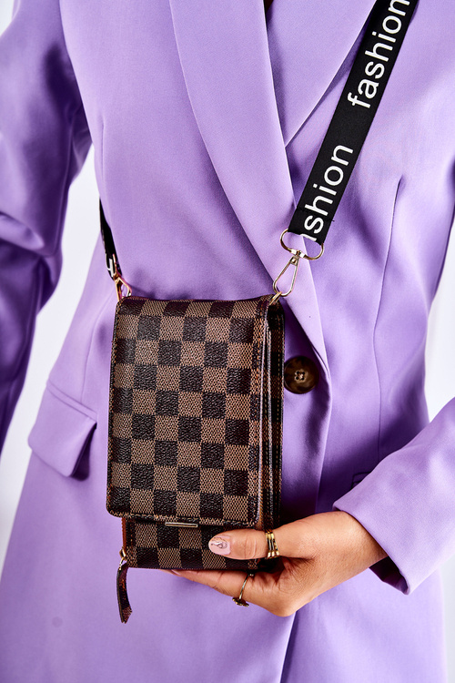 Магніт на гаманець 2в1 картатий коричневий Коста