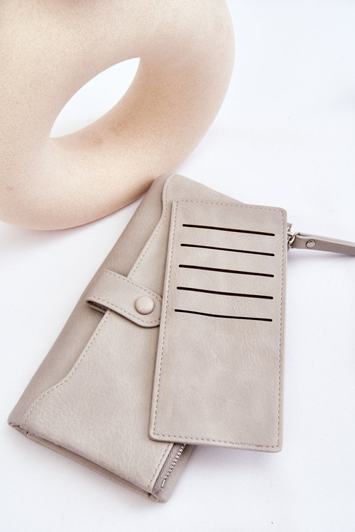 Жіночий великий місткий гаманець сірий Evina