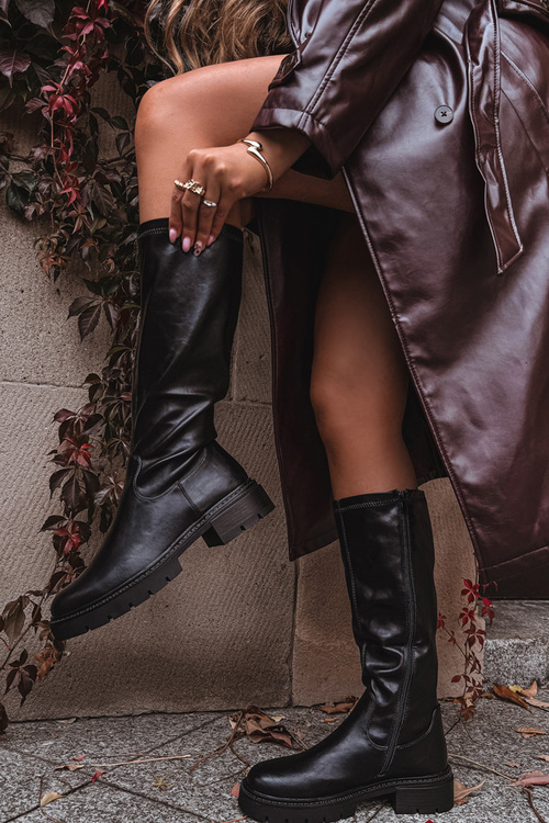 Жіночі чоботи з екошкіри Чорні Oceana