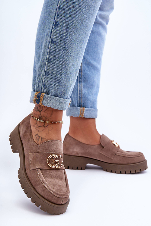 Жіночі замшеві напівчоботи з темно-бежевим орнаментом Rosefalls