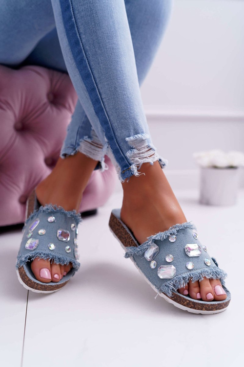 Жіночі шльопанці з цирконами Джинси Koko