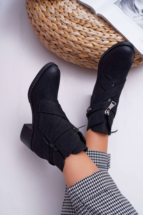 Чоботи жіночі на шпильці замшеві чорні Brave