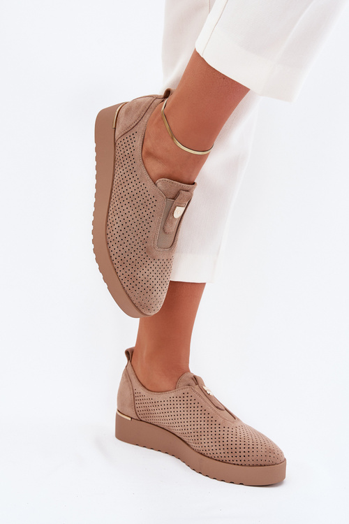 Жіноче Взуття На Платформі З Еко Замші Темно-бежеві Aviara