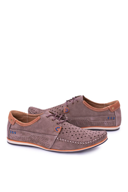 В'язані шкіряні мокасини Напівчеревики коричневого кольору Mortego