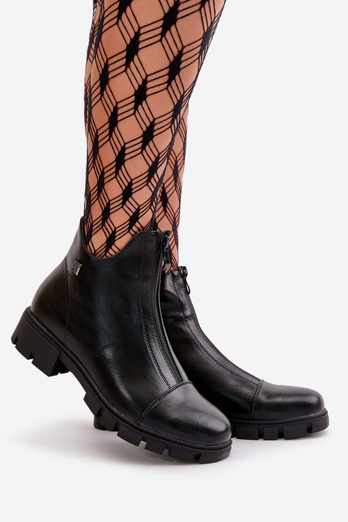 Теплі жіночі черевики з еко шкіри Verietta чорного кольору