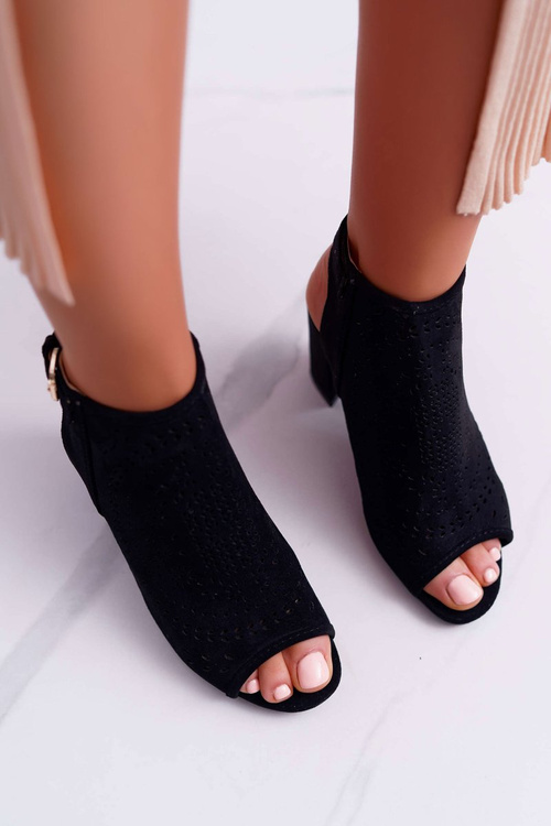 Жіночі босоніжки на шпильці з відкритим носком, чорні Florina