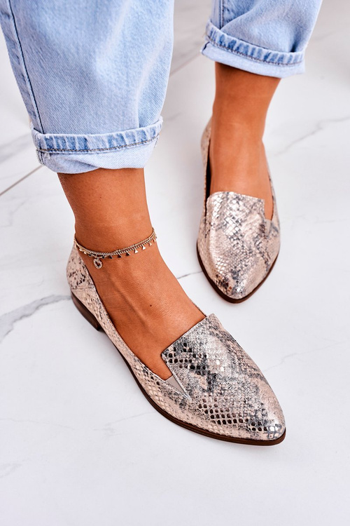 Жіночі шкіряні мокасини з тваринним принтом Золотий Скарлетт