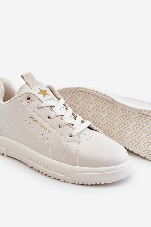 Жіноче спортивне взуття на шнурівці бежевого кольору Mikaela