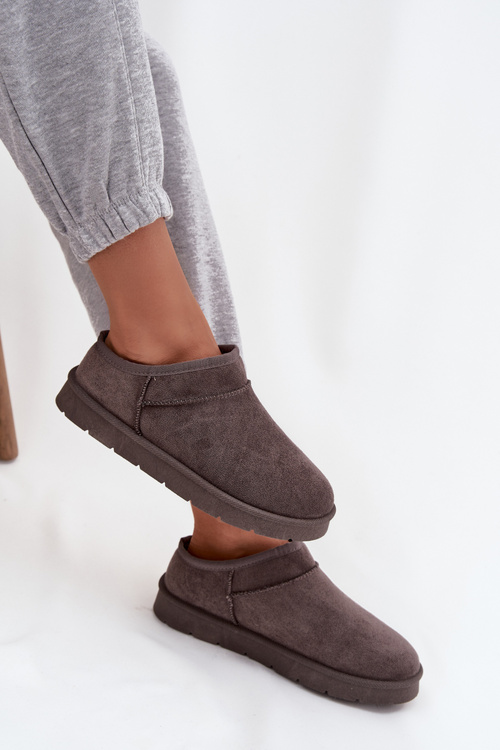 Жіночі зимові черевики з теплою підкладкою темно-сірі Serenne