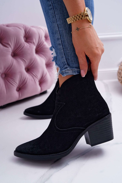 Жіночі замшеві ковбойські чоботи чорні Barski 1638