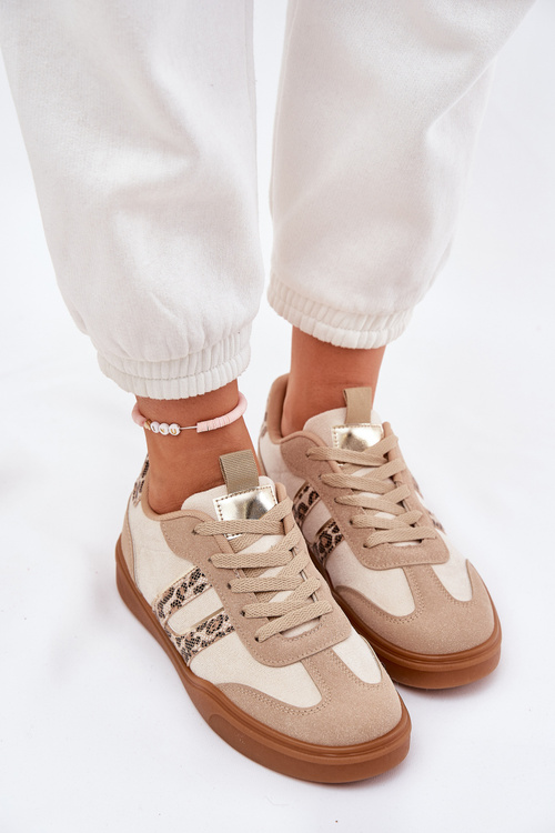 Жіночі Кросівки З Еко Замші З Леопардовим Принтом Бежеві Satylies