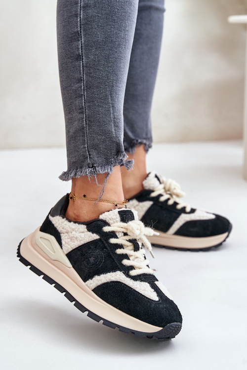 Теплі жіночі шкіряні кросівки Big Star OO274A318 HI-POLY SYSTEM Чорні