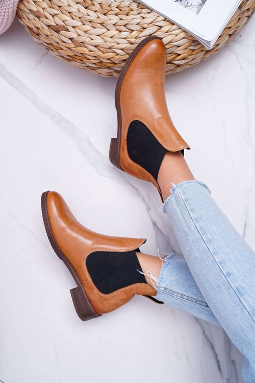 Жіночі шкіряні черевики Maciejka Camel 04359