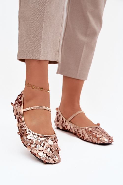 Балеринки Прикрашені Пайєтками Рожеві Шампанське Терліна