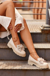 Жіночі шкіряні мокасини з бантом Laura Messi 2787 Beige