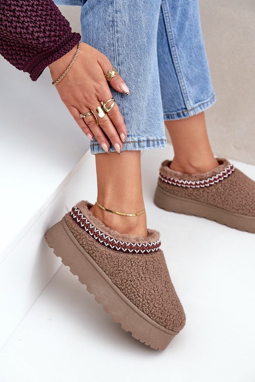 Снігоступи Тапочки На Платформі З Овечим Пухом Коричневі Ovirissa