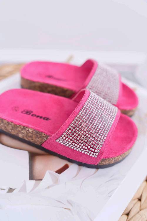 Дитячі шльопанці з пробковими кристалами кольору фуксії Malena