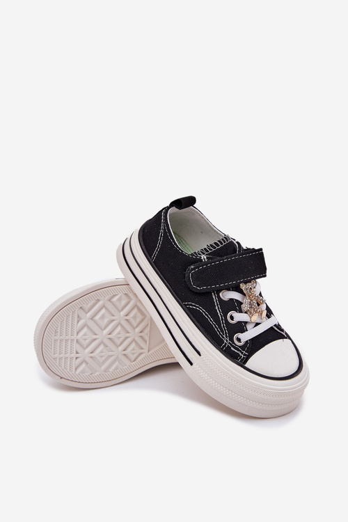 Дівчачі Кросівки З Золотою Прищіпкою Ведмідь Чорні Solena