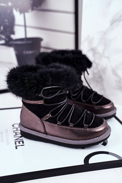 Дитячі снігові черевики Big Star з хутром чорні GG374083