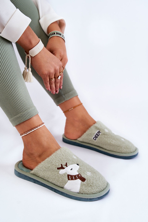 Жіночі різдвяні тапочки з зеленим оленем Millio