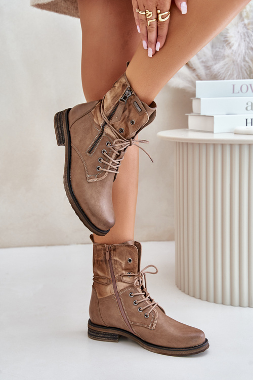 Жіночі робочі утеплені черевики на блискавці темно-бежеві Liletta