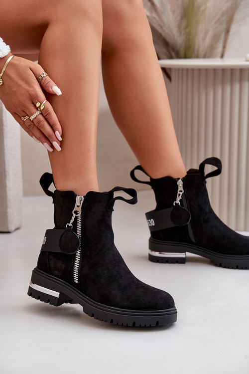 Жіночі теплі черевики на блискавці Black Calvaro