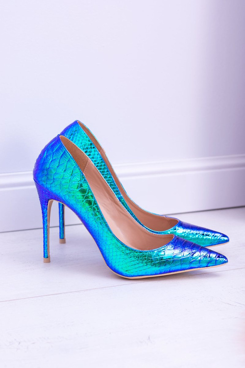 Жіночі туфлі на шпильці Lu Boo із загостреним зеленим петролем