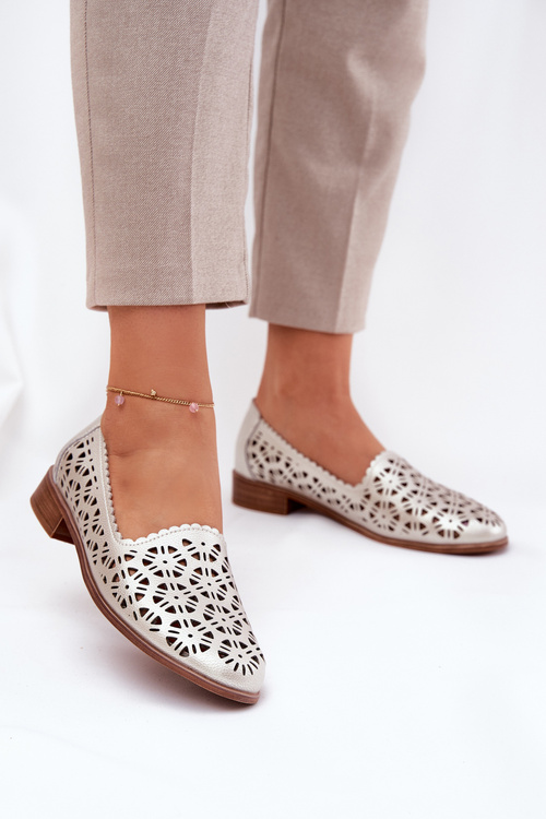 Шкіряні Перфоровані Жіночі Мокасини S.Barski LR51-646 Золоті