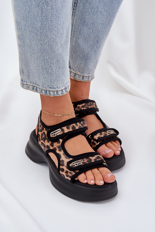 Еко Шкіряні Легкі Сандалі На Платформі Пантера Коричневі