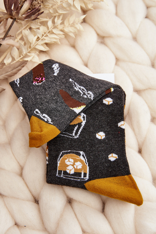 Чоловічі шкарпетки Не пара Напій сіро-жовтий