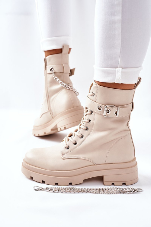 Високі чоботи на масивній платформі Бежеві Чикаго