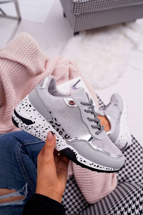 Спортивне жіноче взуття на товстій підошві сіре Nokien