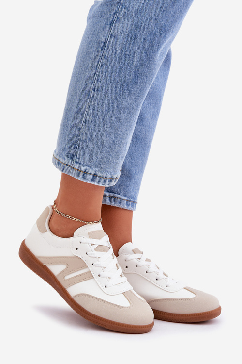 Низькі жіночі кросівки з еко-шкіри біло-бежеві Navidemi