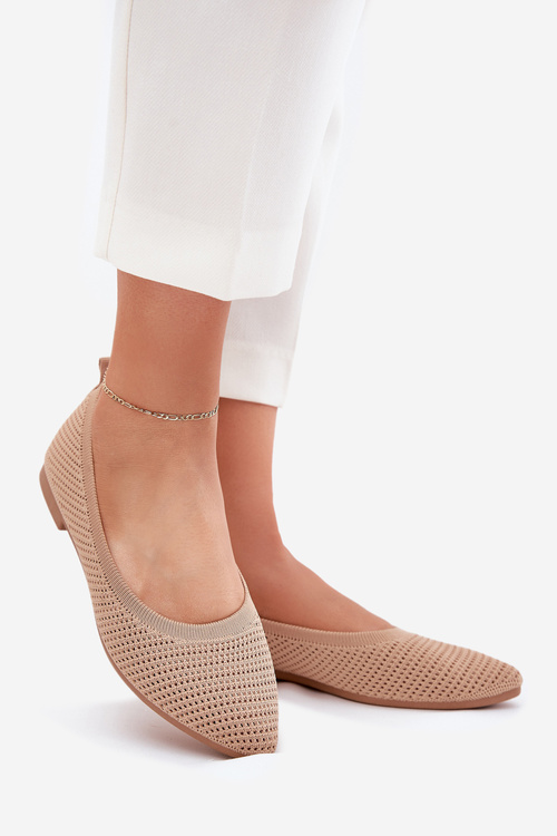 Сітчасті Тканинні Жіночі Балетки Темно-бежеві Саріна
