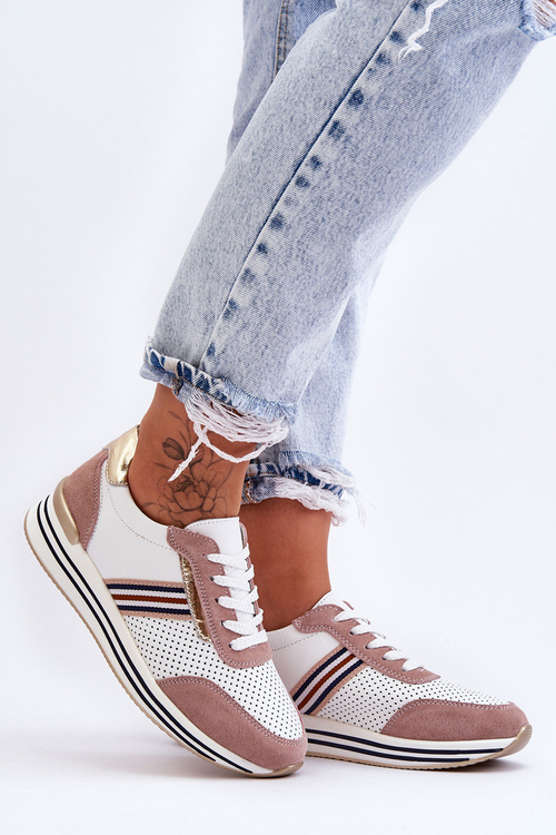 Шкіряне спортивне взуття S.Barski AL21575 біло-рожевий