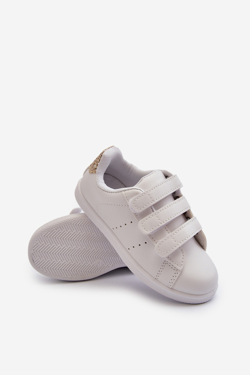 Дитячі кросівки на липучці White-Rose Gold Cute Girl