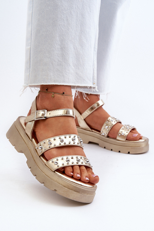 Жіночі босоніжки з прикрасами з екошкіри Gold Arcida