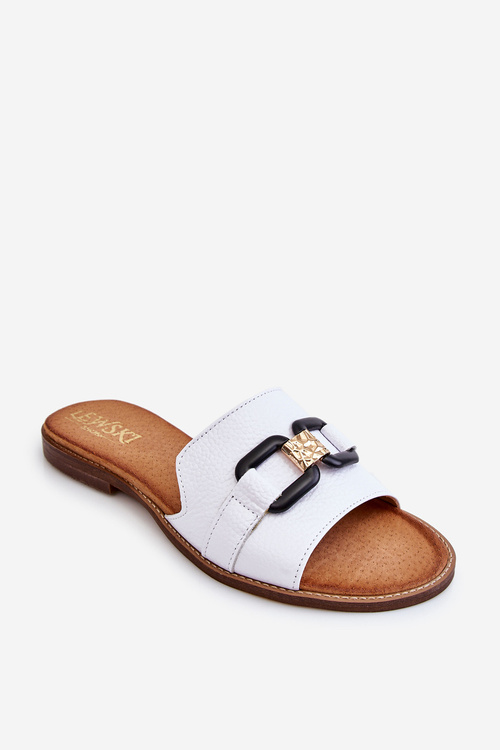 Шкіряні жіночі тапочки Leewski Shoes 3270 Білі