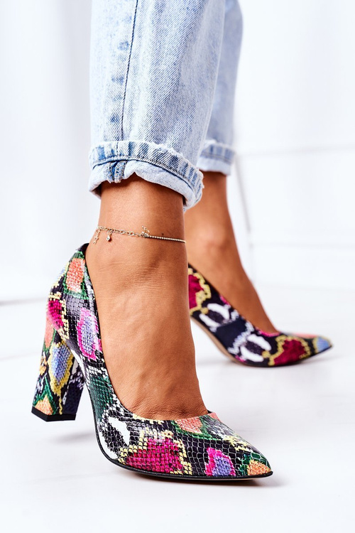 Шкіряні човники зі змійковим візерунком Lewski Shoes 2453 Барвисті