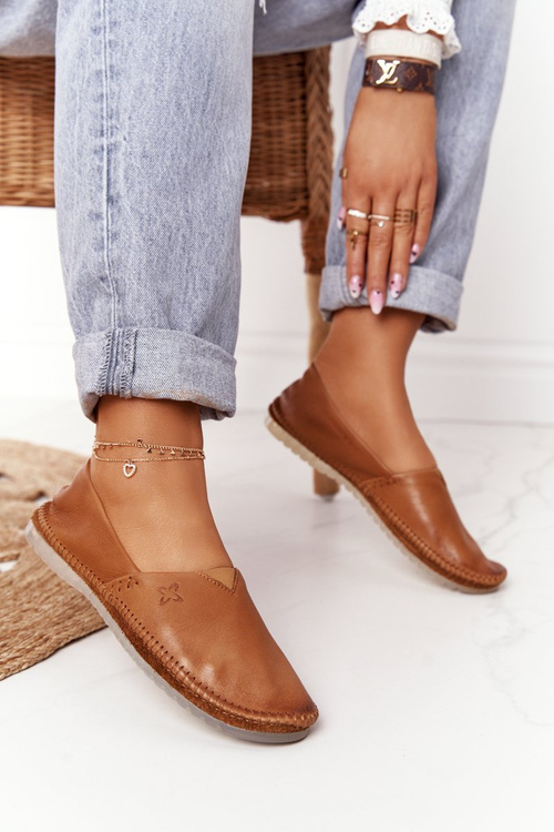 Жіночі шкіряні балетки Maciejka Camel 01930-52