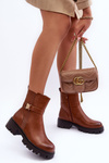 Жіночі шкіряні ботильйони Elspetia коричневого кольору