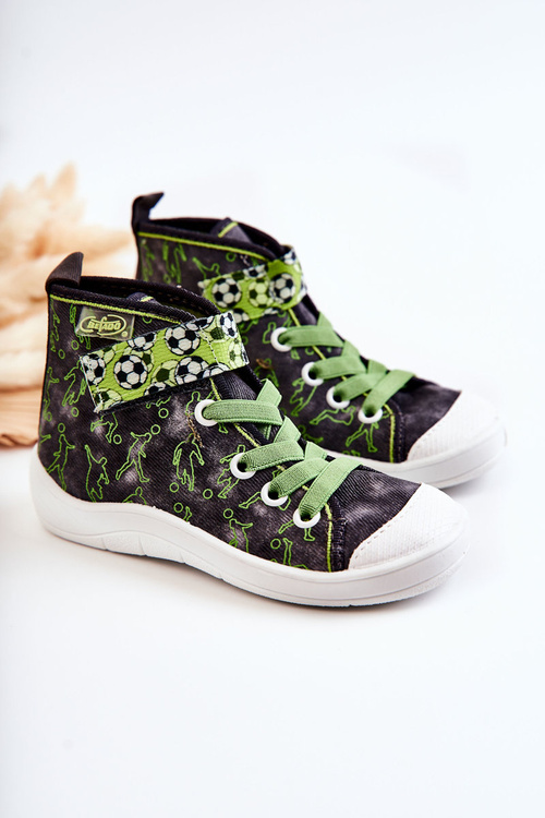Високі дитячі кросівки Football Befado 268X070 сіро-зелені