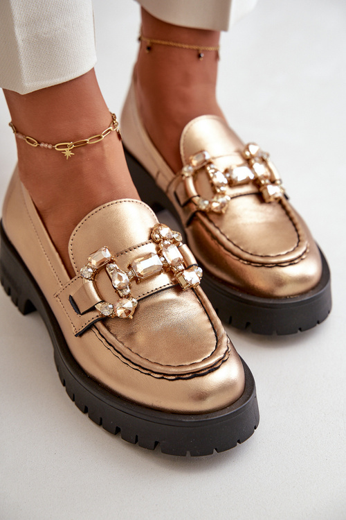 Жіночі шкіряні мокасини з декором CheBello 4369 Бежеві