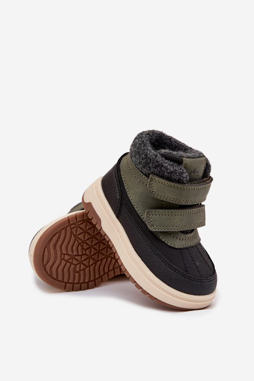 Дитяче зимове взуття снігоступи на липучці зеленого чорного Darlene